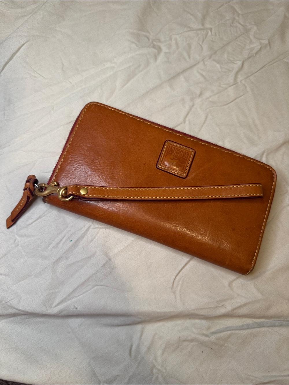 Dooney & Bourke Chestnut Leather Wristlet Card Holder